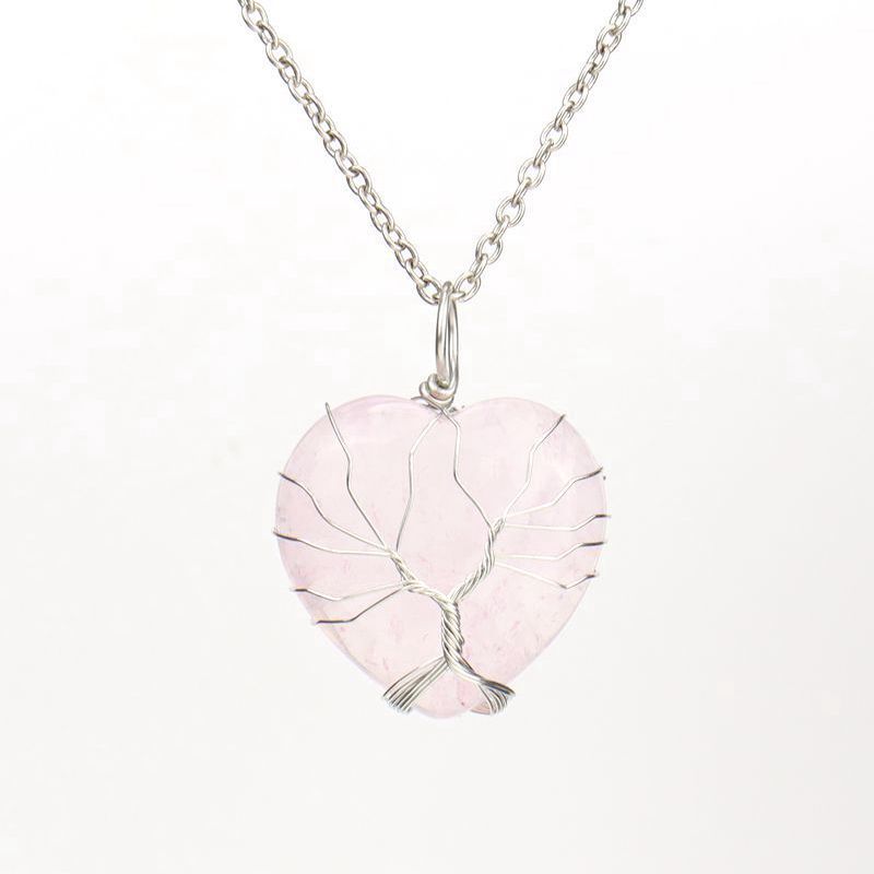 Collar de corazón de cristal natural Olivenorma