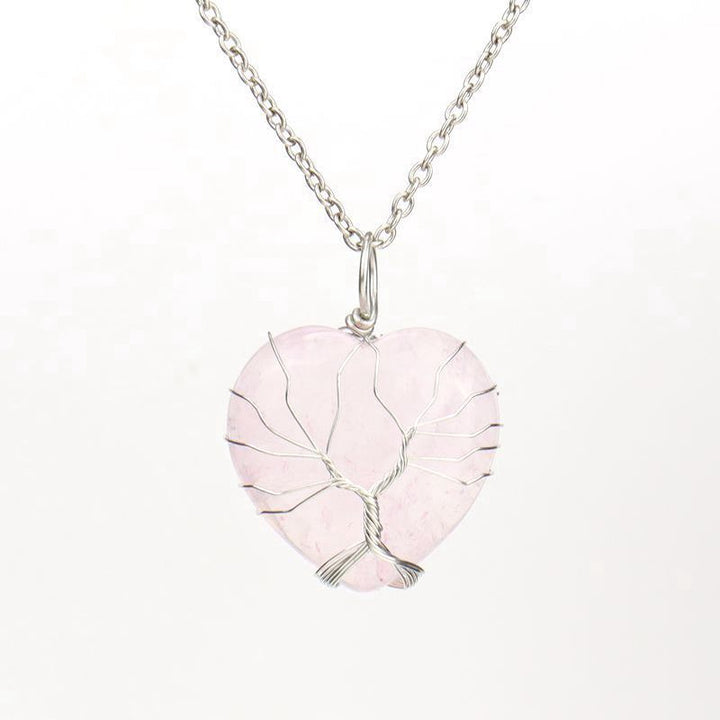 Collar de corazón de cristal natural Olivenorma