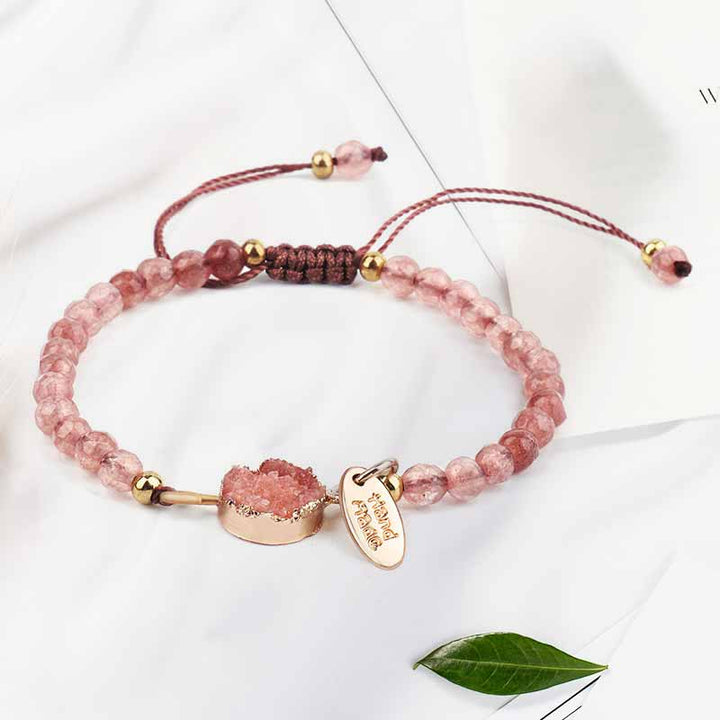Pulsera de amatista, aventurina verde y cuarzo rosa de Olivenorma