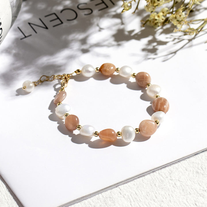 Pulsera de piedras preciosas de perla de cristal natural