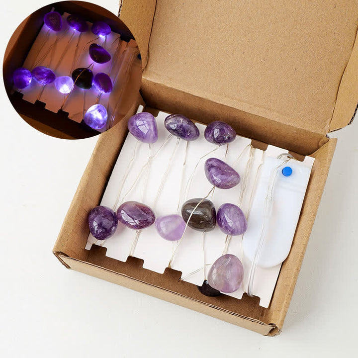 Lámpara de piedras pulidas de cristal natural de Olivenorma para decoración de ambientes navideños