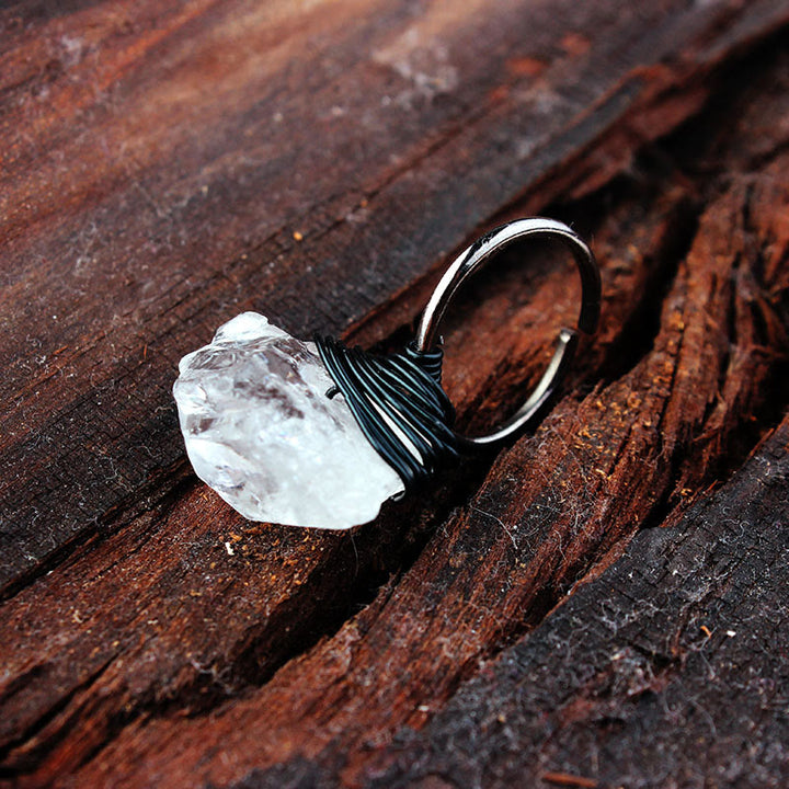 Anillo de alambre de cristal de piedra natural hecho a mano de Olivenorma