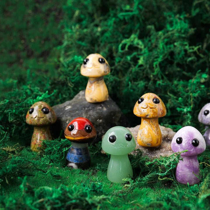 Adornos de piedras preciosas para mascotas con forma de hongo de cristal natural de Olivenorma