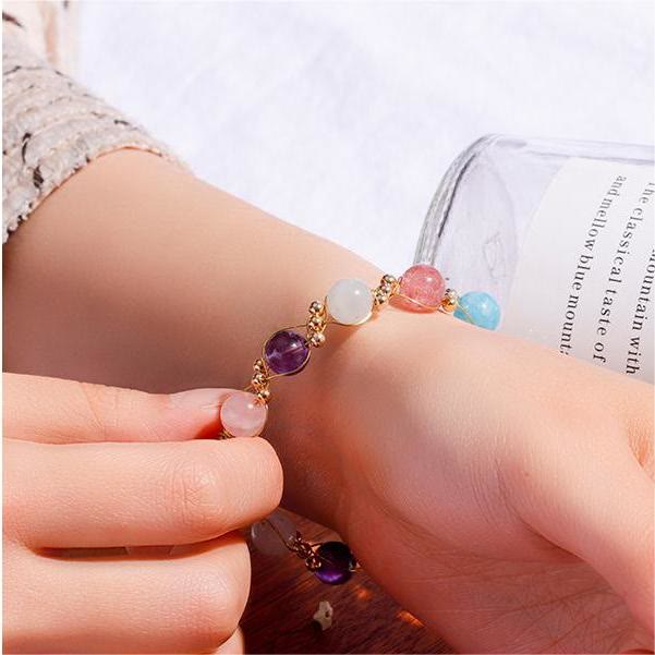 Pulsera de cuentas de cristal barroco natural de Olivenorma 