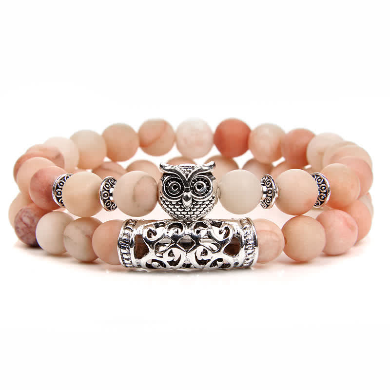 Pulsera de cuentas de cristal natural con forma de búho de Olivenorma 