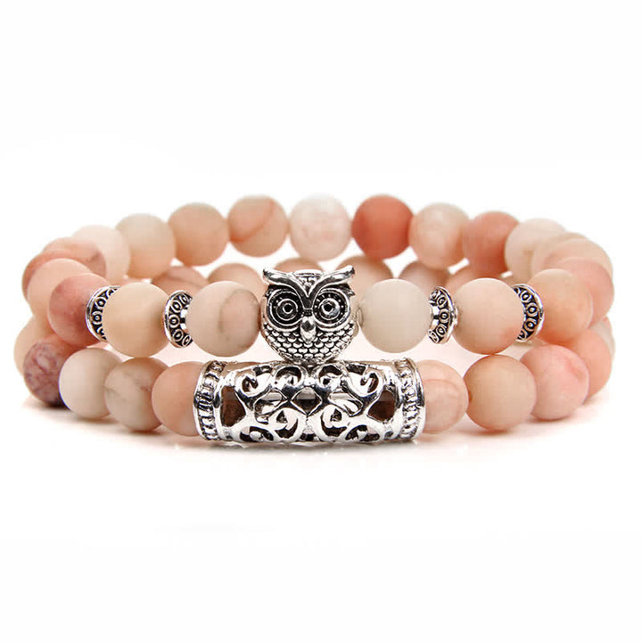 Pulsera de cuentas de cristal natural con forma de búho de Olivenorma 