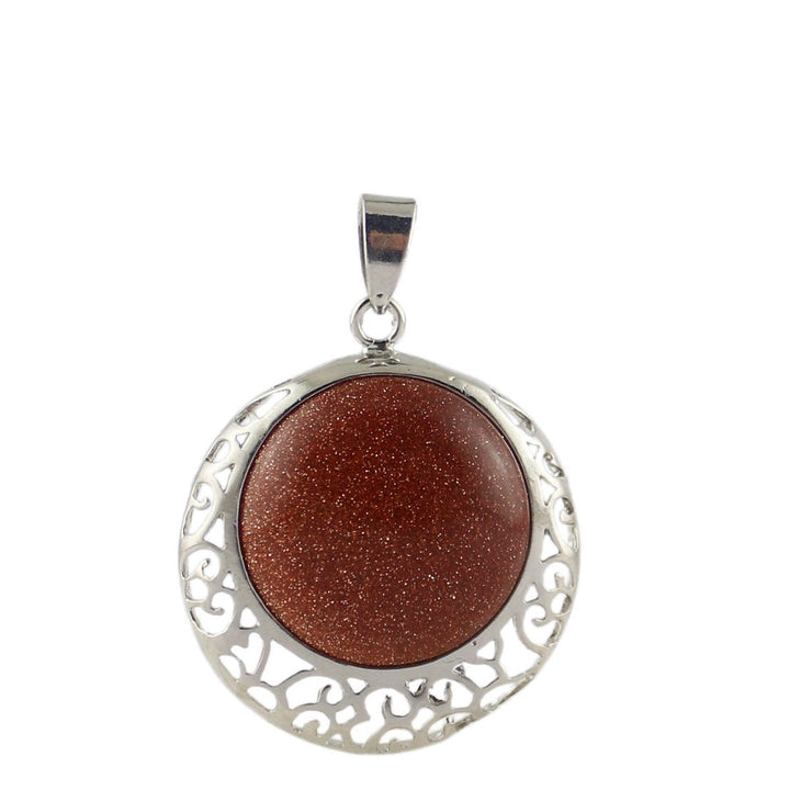 Collar ajustable con piedra auténtica y cristal redondo de Olivenorma 