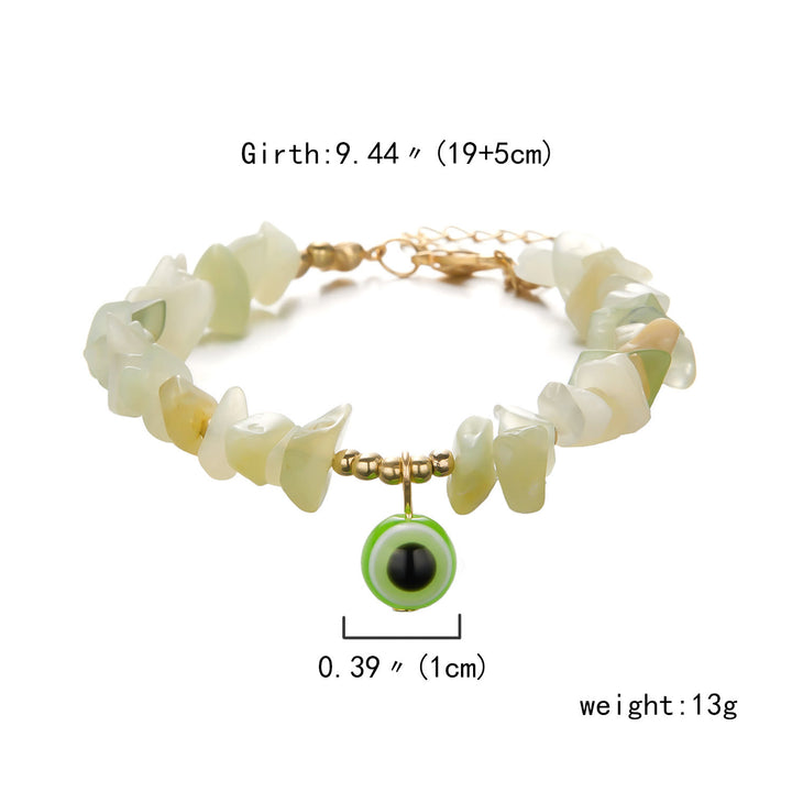 Pulsera con colgante de ojo malvado de grava de cristal natural de Olivenorma