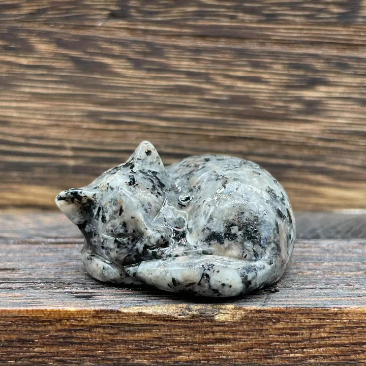 Adorno con piedras preciosas de gato de cristal natural de 4 cm de Olivenorma