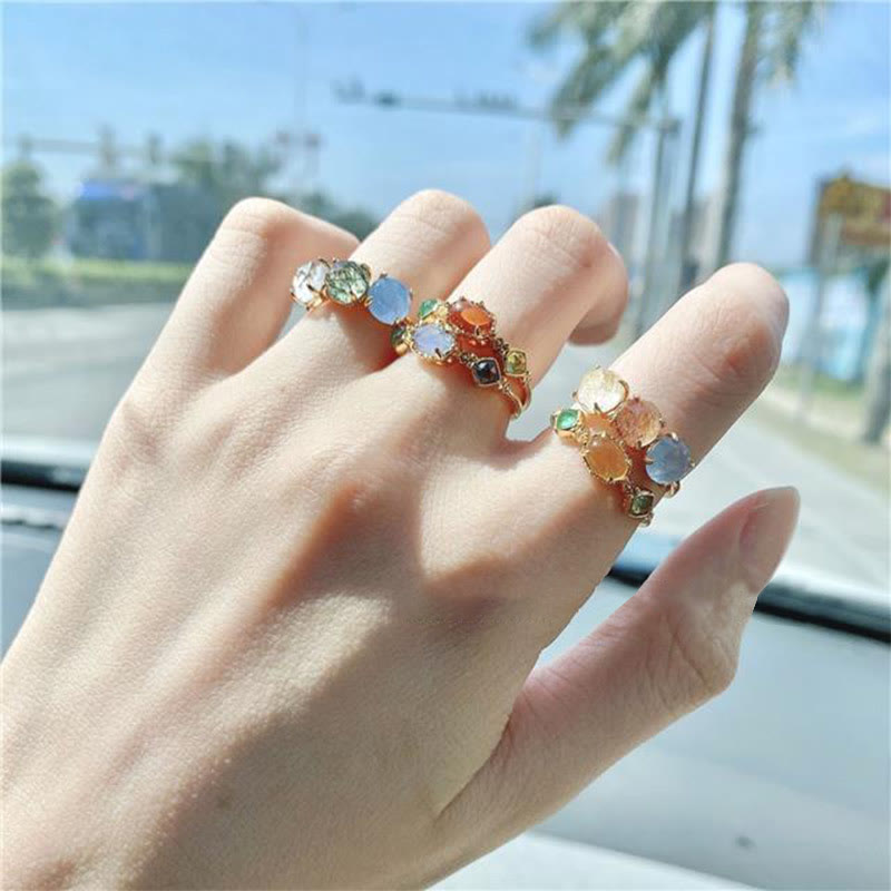 Anillo de plata de ley S925 con cuarzo rutilado natural de Olivenorma