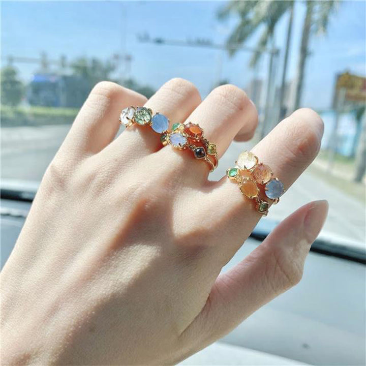 Anillo de plata de ley S925 con cuarzo rutilado natural de Olivenorma