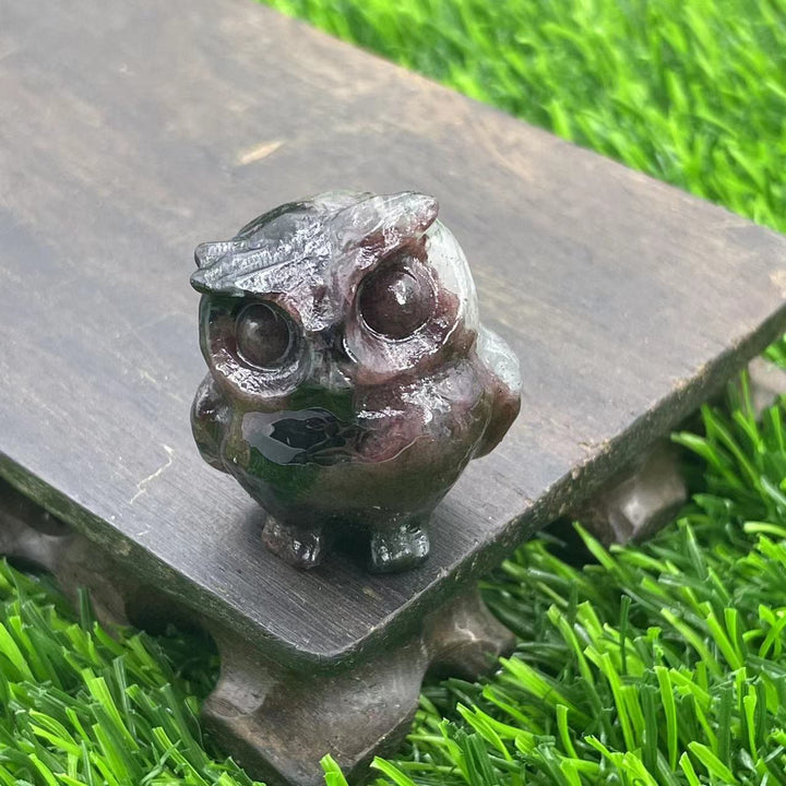 Adorno de búho de cristal natural de 3,5 cm de Olivenorma con piedras preciosas decorativas