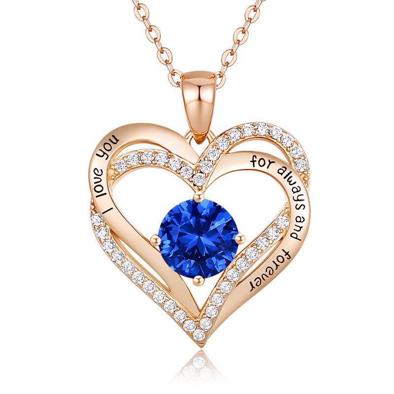 Olivenorma "Te amo por siempre y para siempre" - Collar de corazón en tono de nacimiento 