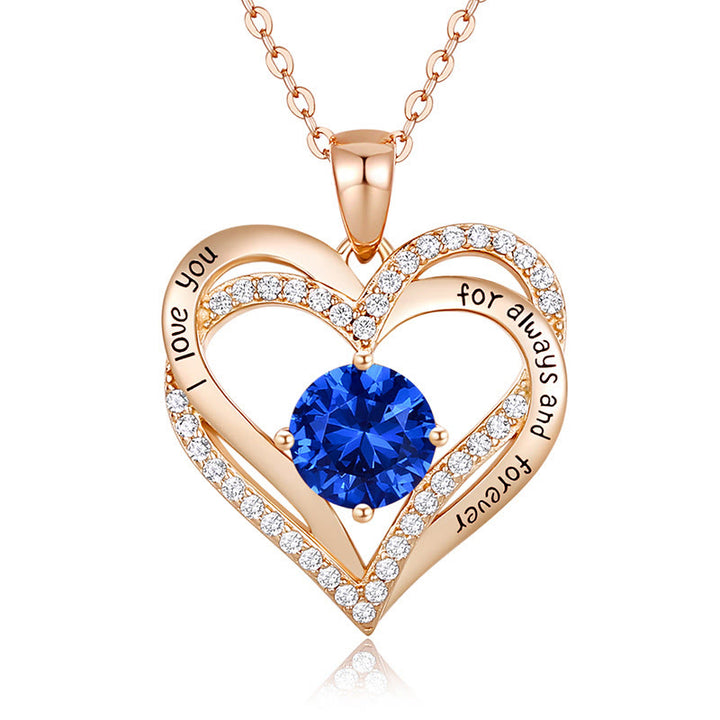 Olivenorma "Te amo por siempre y para siempre" - Collar de corazón en tono de nacimiento 