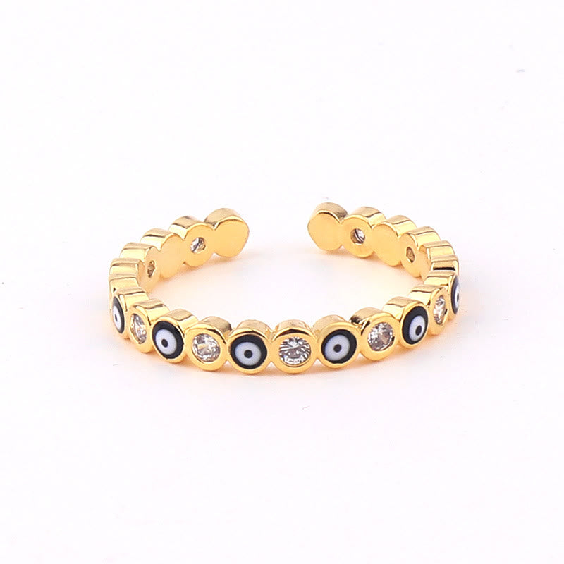 Anillo ajustable con circonita blanca y ojo malvado de colores de Olivenorma 