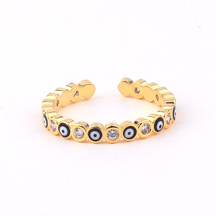 Anillo ajustable con circonita blanca y ojo malvado de colores de Olivenorma 