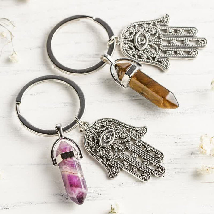 Llavero de cristal con la mano de Fátima inspiradora de Olivenorma