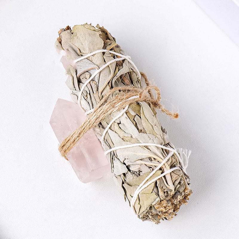 Cristal de prisma hexagonal de salvia blanca de Olivenorma , decoración con piedras preciosas para aromaterapia