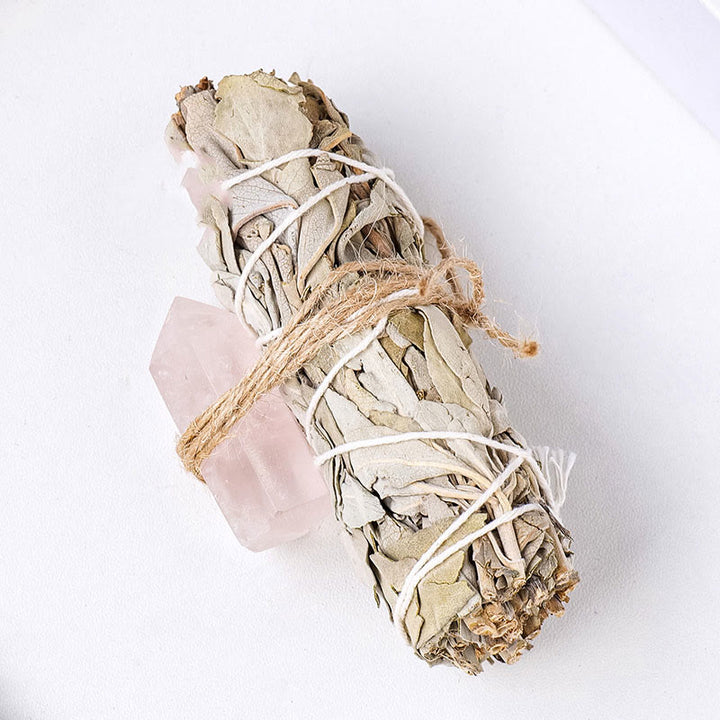 Cristal de prisma hexagonal de salvia blanca de Olivenorma , decoración con piedras preciosas para aromaterapia