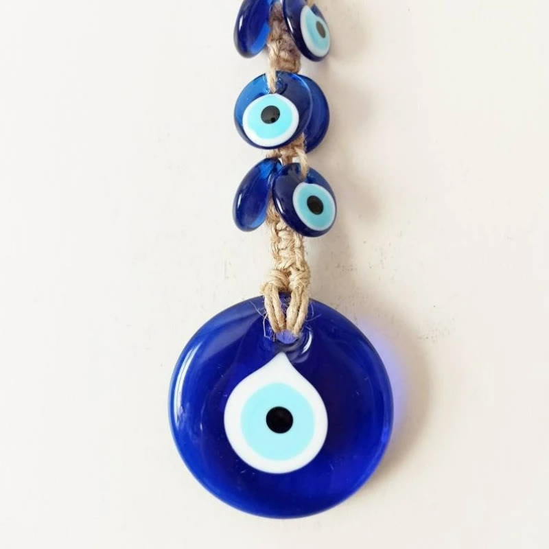 Adorno decorativo para colgar en la pared de cristal azul con forma de ojo malvado de Olivenorma