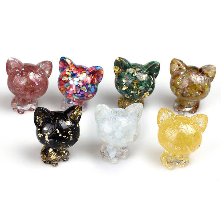 Adorno con piedras preciosas de gato de cristal natural de Olivenorma