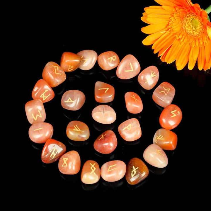 Piedra preciosa tallada con alfabeto rúnico de Olivenorma, equilibrio de piedra, decoración