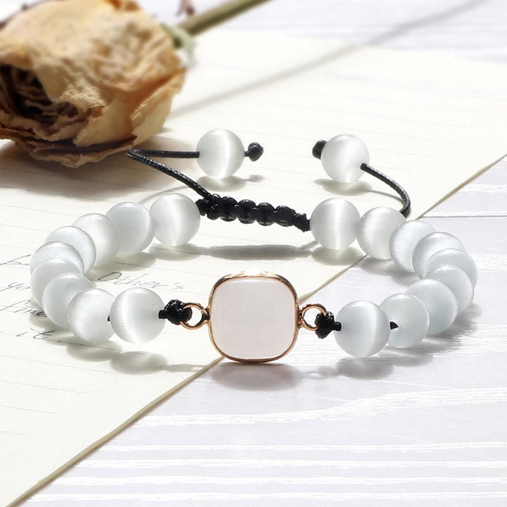 Pulsera de cuentas de opalita con piedra de ojo de gato de Olivenorma
