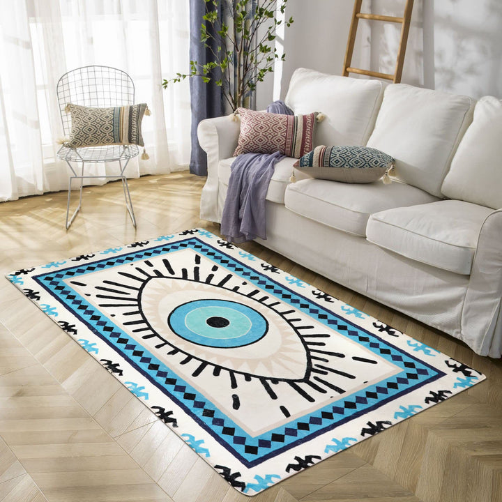 Alfombras lavables antibacterianas con diseño de ojo malvado azul de Olivenorma 