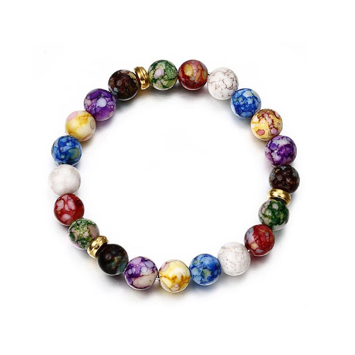 Pulsera de yoga con siete chakras y piedra de ágata colorida