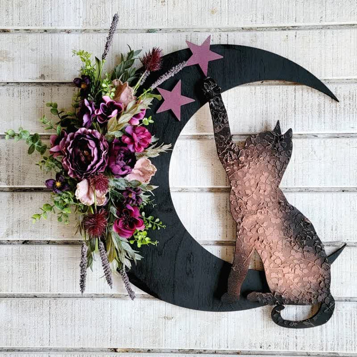 Decoración de pared con luna celestial y gatito de Olivenorma