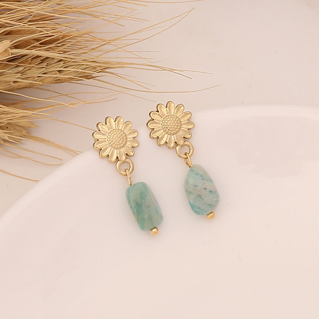 Conjunto de collar, pulsera y pendientes con ojo malvado de amazonita natural de Olivenorma