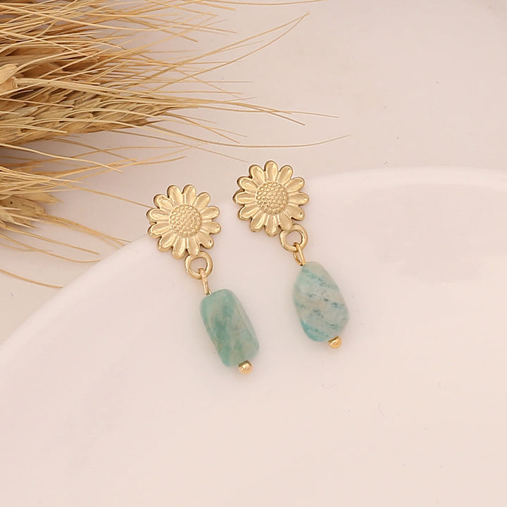 Conjunto de collar, pulsera y pendientes con ojo malvado de amazonita natural de Olivenorma
