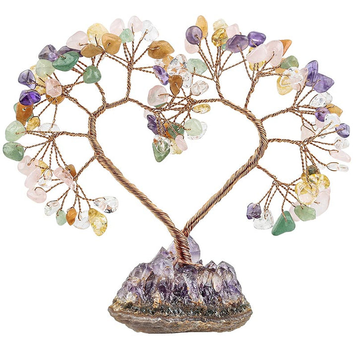 Árbol del amor Feng Shui con piedra de cristal natural.
