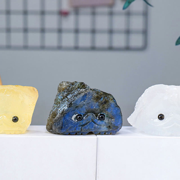 Piedras preciosas de cristal natural en bruto de Olivenorma con forma de erizo elfo