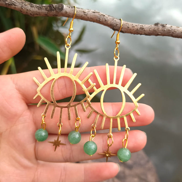 Pendientes de cristal con colgante de estrella y lágrimas de mal de ojo de Olivenorma