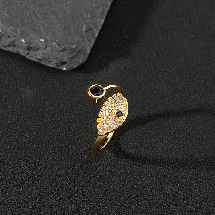 Anillo de circonita blanca de Olivenorma Anillo ajustable con diseño de mal de ojo