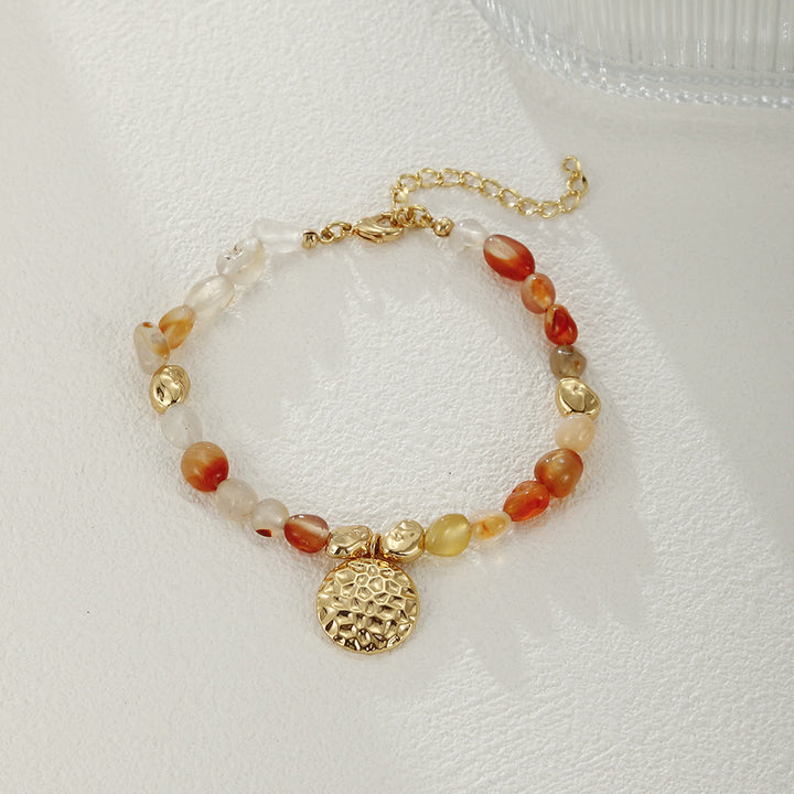 Pulsera de cobre de 18 quilates con piedra natural multicolor irregular de Olivenorma