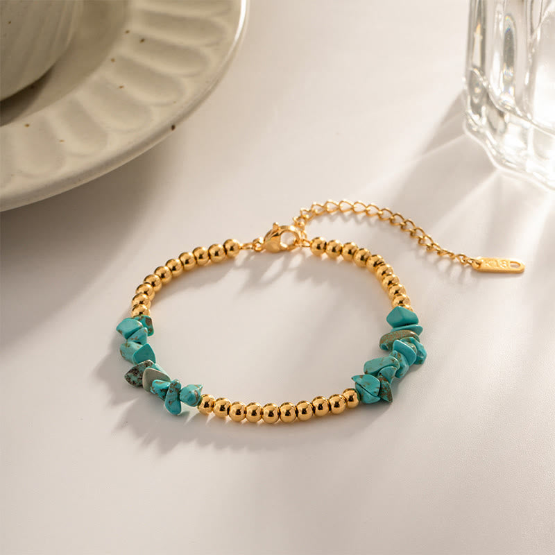 Pulsera de cuentas de oro con cristales triturados naturales de Olivenorma