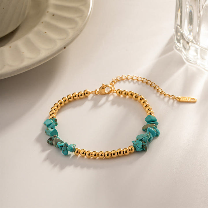 Pulsera de cuentas de oro con cristales triturados naturales de Olivenorma