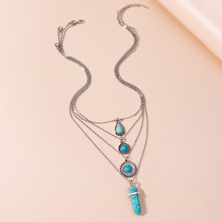 Conjunto de collar multicapa con pendientes y turquesa de Olivenorma