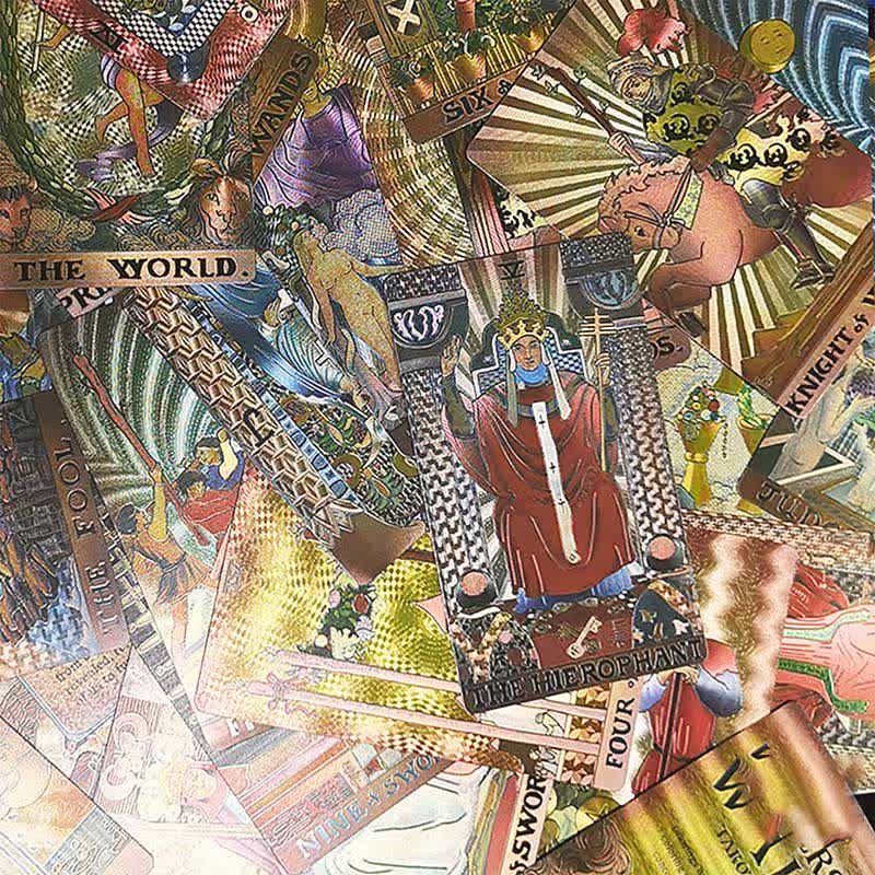 Cartas del tarot con lámina de oro estilo antiguo de Olivenorma 
