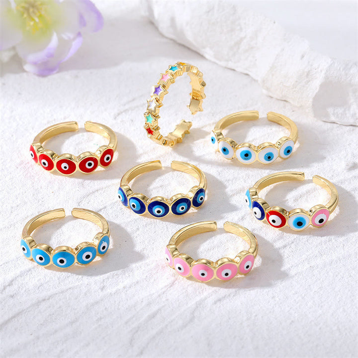 Anillo ajustable de resina epoxi con forma de ojo malvado de Olivenorma 