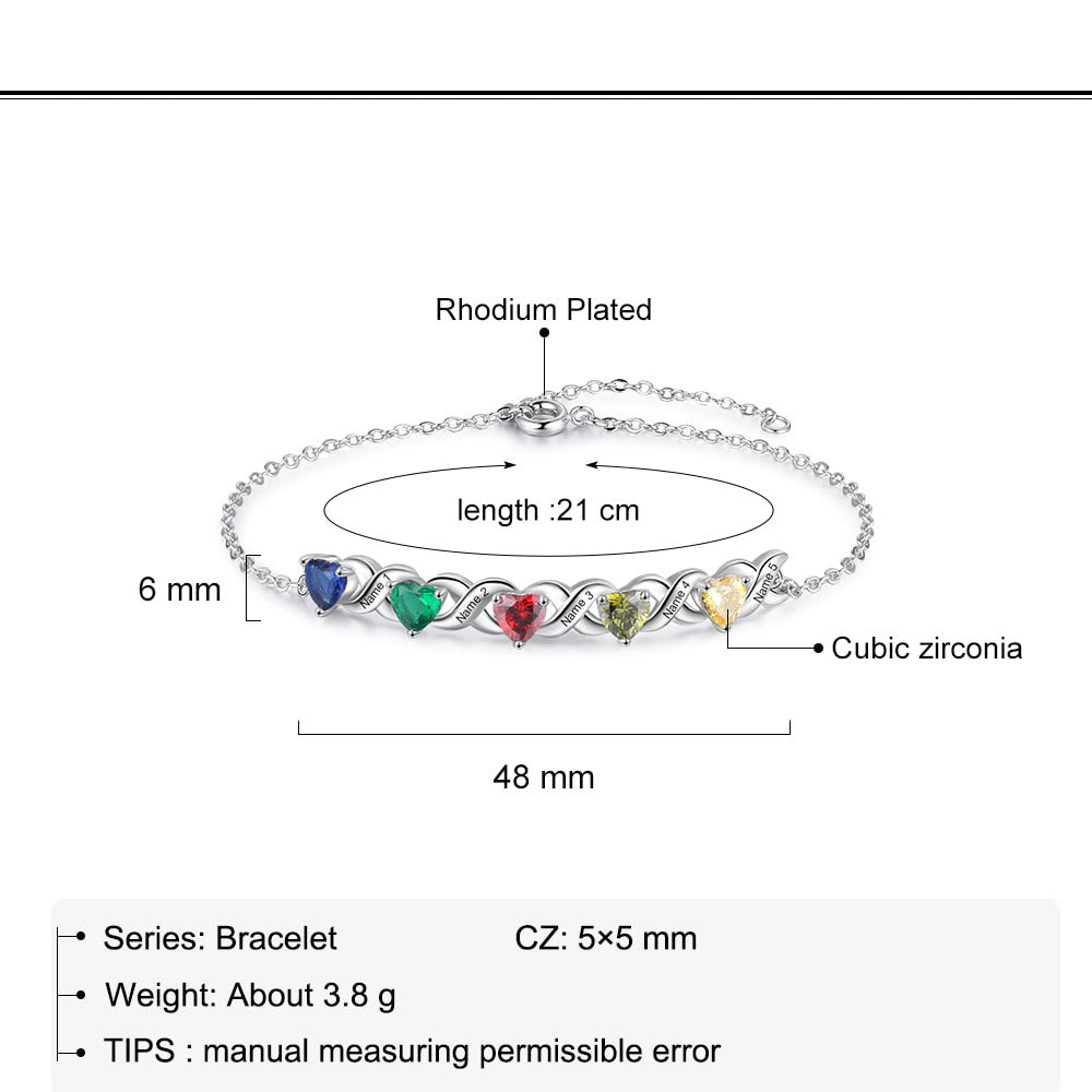 Pulsera con piedra natal de madre grabada personalizada de Olivenorma