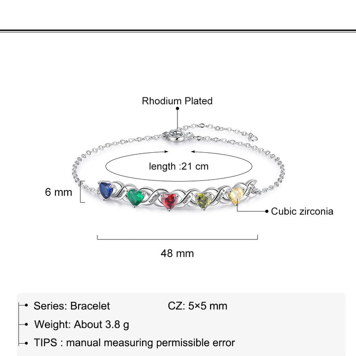 Pulsera con piedra natal de madre grabada personalizada de Olivenorma