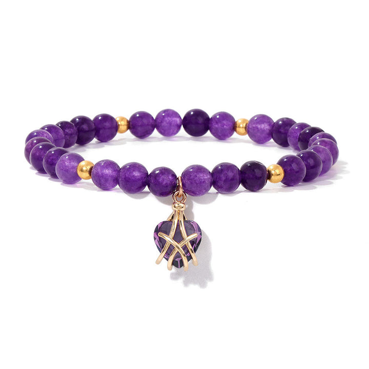Pulsera con dije de corazón de piedra natural de Olivenorma