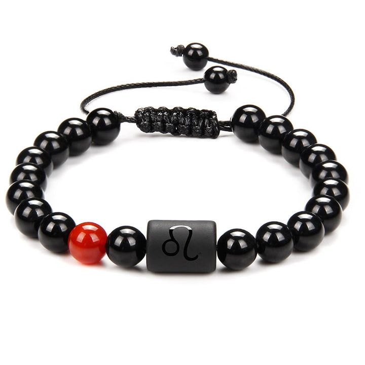 Pulsera tejida para hombre con ónix negro natural del zodiaco de Olivenorma