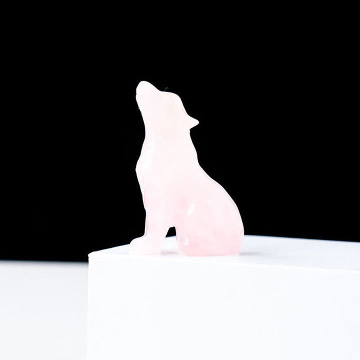 Adorno de piedra preciosa con forma de niño lobo de cristal natural de Olivenorma 