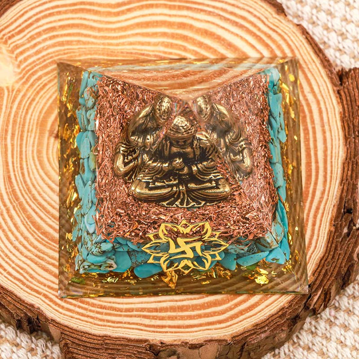 Pirámide de orgón de protección de Buda turquesa de Olivenorma