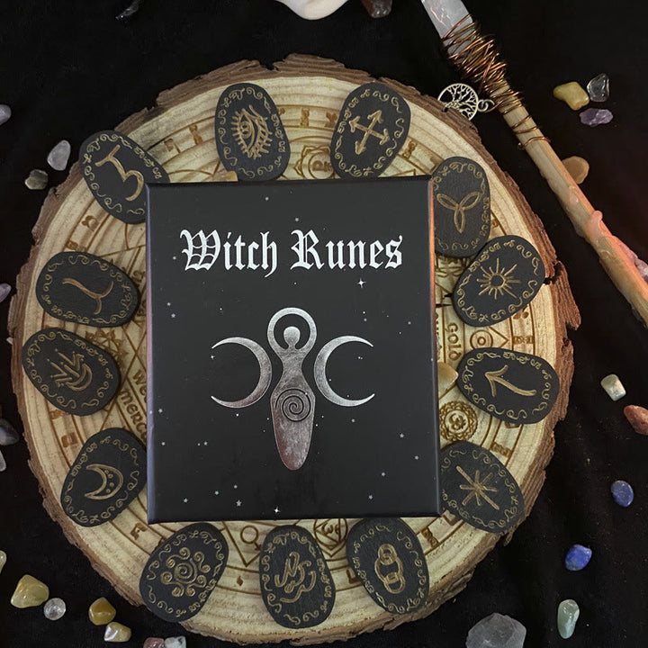 Conjunto de runas de bruja Olivenorma , curación, alquimia, xilografía, meditación, decoración