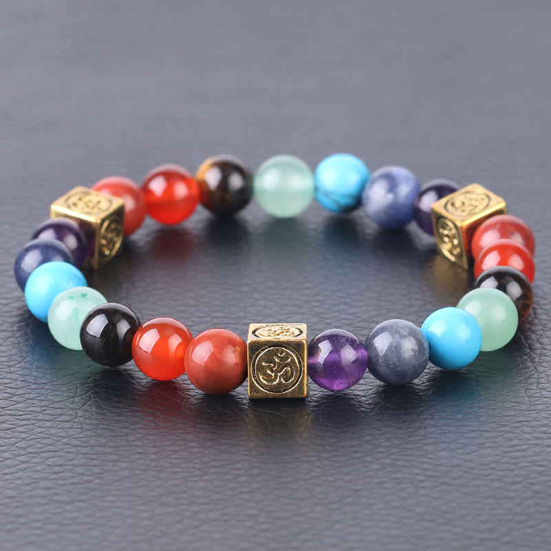 Pulsera de yoga de 7 chakras con cuentas multicolor de Olivenorma